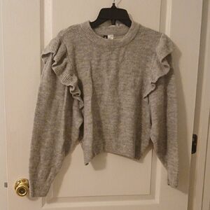 H & M Divided Gray Ruffled Sweater